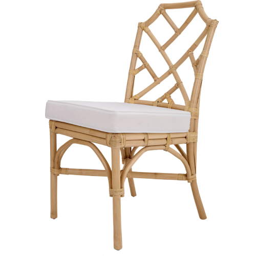 Kara Dining Chair in Natural Finish Rattan & Fabric (Set of 2)